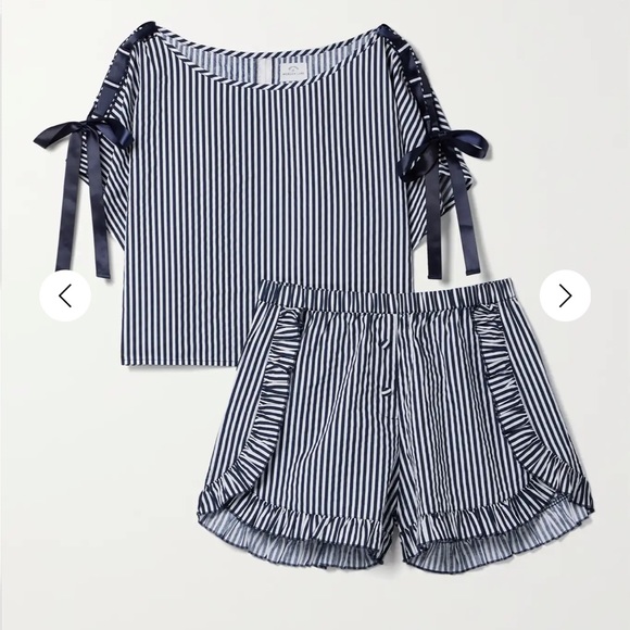 Morgan Lane Other - NWT Morgan Lane Gina Nessa Striped Ruffle-Trim Pajama Set